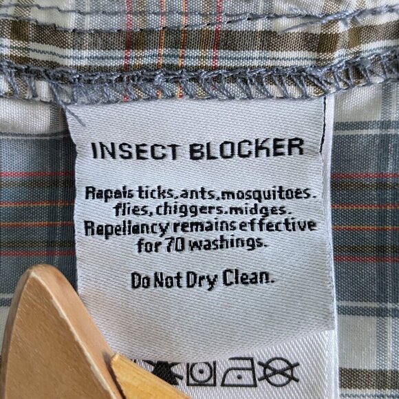 Columbia Plaid Button-up Shirt Men's Large Insect Blocker Roll-Tab Long Sleeve - Picture 15 of 16